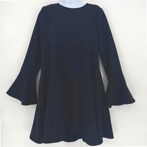 WAYF Black Bell Sleeve Shift Dress Mini Flared Crepe Whimsigoth Witchy Mod M